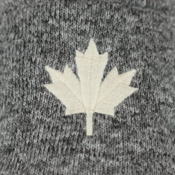 Roots Women's Extra Small Gray Heather 1/4 Zip Fleece Lined Embroidered Pullover - Picture 5 of 10